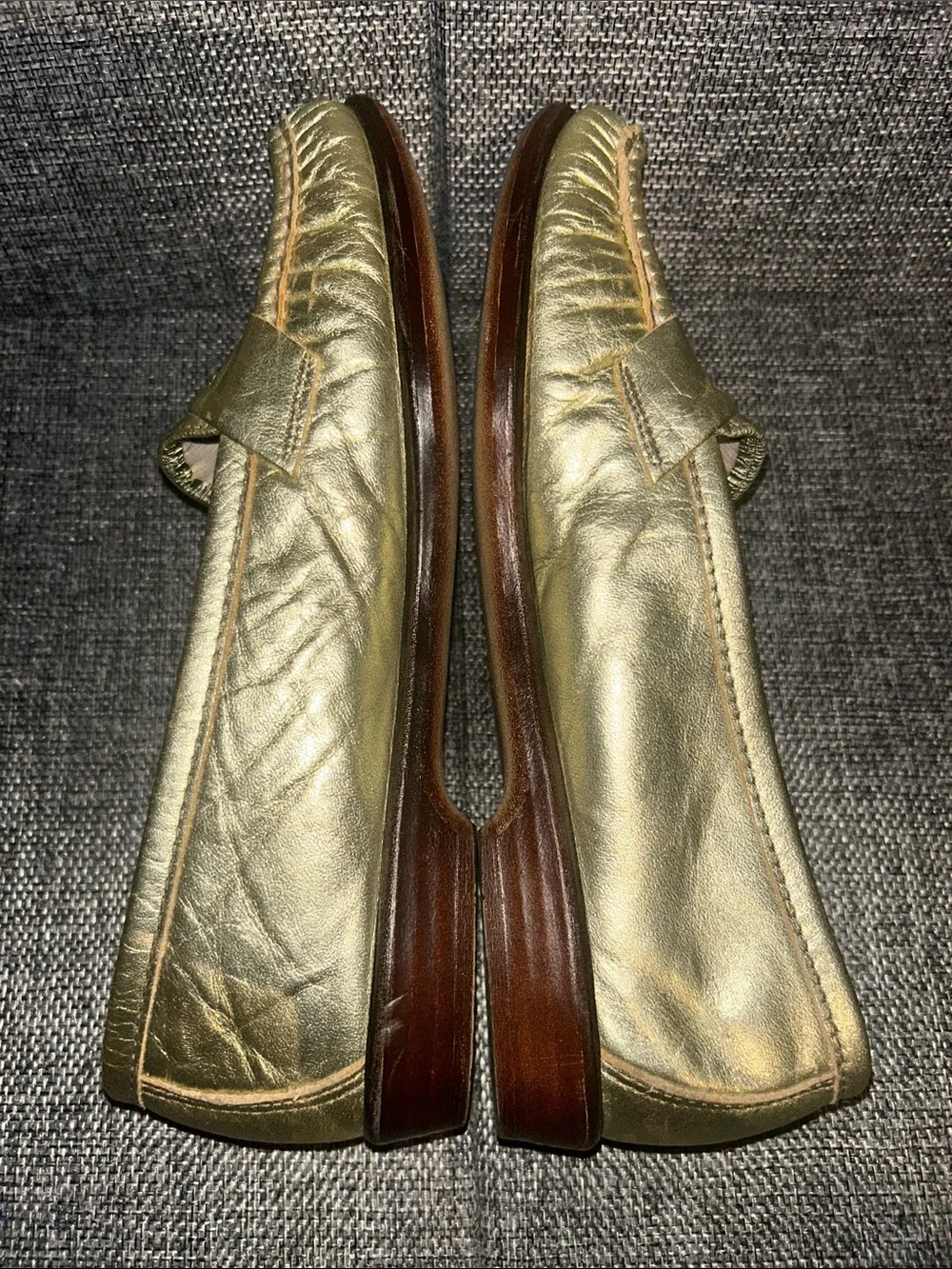 SAS WINK - Leather Metallic Gold Loafers